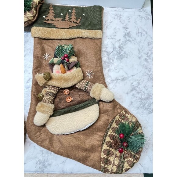 Snowman Hunter Christmas Stockings Set of 3 Camo Mountain Forest Wildlife - Picture 3 of 11